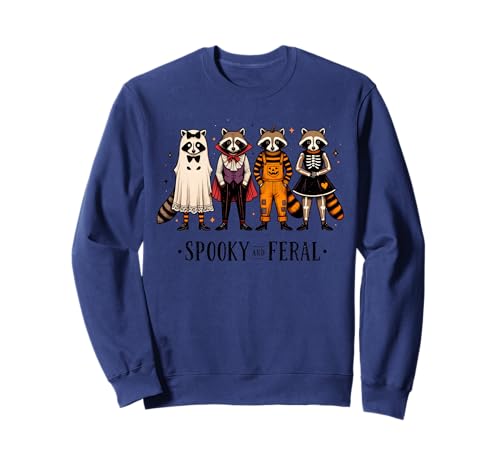 Spooky and Feral Lustiger Halloween Waschbär Männer Frauen Kinder Sweatshirt von Funny Spooky Raccoon Lovers Halloween Apparel