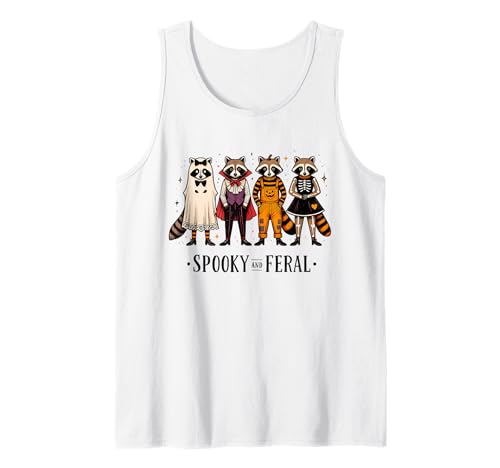 Spooky and Feral Lustiger Halloween Waschbär Männer Frauen Kinder Tank Top von Funny Spooky Raccoon Lovers Halloween Apparel
