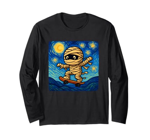 Süße Mama, Skateboard, lustige Halloween-Van Gogh-Sternennacht Langarmshirt Süße Mama, Skateboard, lustige Halloween-Van Gogh-Sternennacht Langarmshirt von Funny Spooky Season Halloween Costume Kids Teens