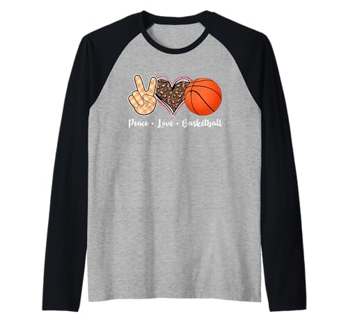 Peace Love Basketball Süßes Herz Design für Mädchen Raglan von Funny Sports Fans Shirts and Gifts