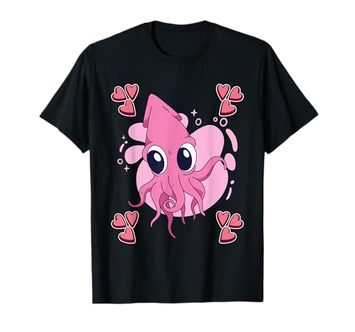 Damen Tintenfisch Zeichnung Mädchen Tintenfisch T-Shirt Damen Tintenfisch Zeichnung Mädchen Tintenfisch T-Shirt von Funny Squid Merch for Girls & Women