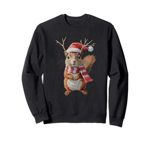 Süße Eichhörnchen Weihnachten Eichhörnchen Nikolausmütze Xmas Frauen Mädchen Sweatshirt von Funny Squirrel Christmas Costume For Girls Kids