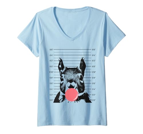 Damen Eichhörnchen Wald Tier Lustig Niedlich T-Shirt mit V-Ausschnitt Damen Eichhörnchen Wald Tier Lustig Niedlich T-Shirt mit V-Ausschnitt von Funny Squirrel Forest Animal Design
