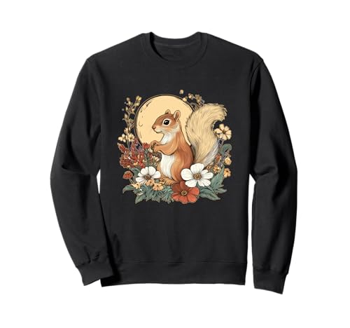 Eichhörnchen Cottagecore Mond Design Herren Damen Kinder Eichhörnchen Sweatshirt von Funny Squirrel Lover Cottagecore Nature Floral