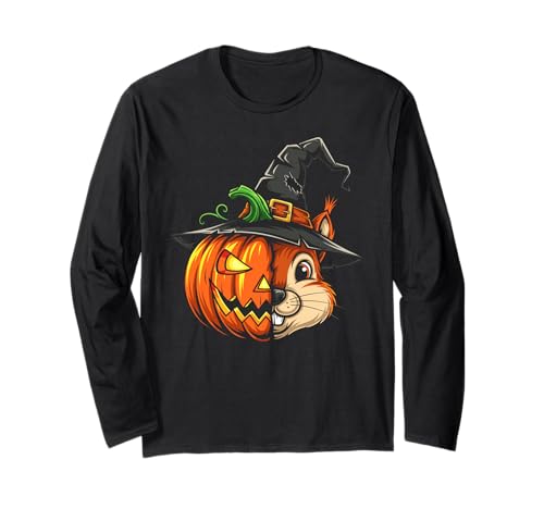 Squirrel Pumpkin Jack O Lantern Halloween Kinder Herren Damen Langarmshirt von Funny Squirrel Lovers Halloween Pumpkin Outfits