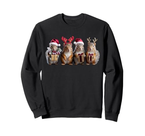 Eichhörnchen Weihnachtsbeleuchtung Rentier Eichhörnchen Xmas Santa Kinder Sweatshirt Eichhörnchen Weihnachtsbeleuchtung Rentier Eichhörnchen Xmas Santa Kinder Sweatshirt von Funny Squirrels Christmas Lights Reindeer Santa