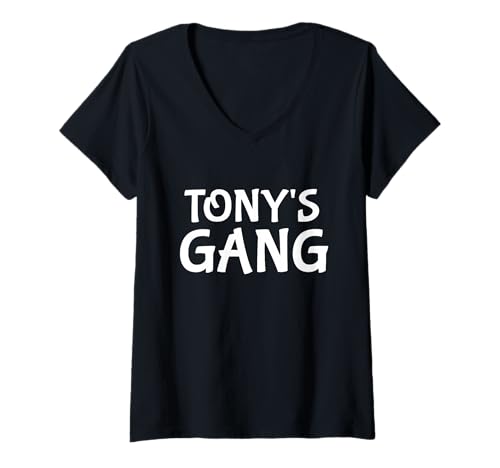 Damen Tony's Gang First Name Tony Bachelor Party Wedding T-Shirt mit V-Ausschnitt Damen Tony's Gang First Name Tony Bachelor Party Wedding T-Shirt mit V-Ausschnitt von Funny Stag Night Groom Tony Gift Ideas