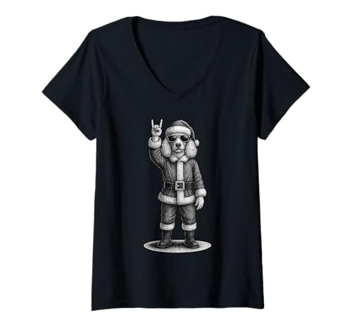 Damen Pudel-Rock-Musik, Weihnachten, Hundeliebhaber T-Shirt mit V-Ausschnitt Damen Pudel-Rock-Musik, Weihnachten, Hundeliebhaber T-Shirt mit V-Ausschnitt von Funny Standard Poodle Rock And Roll Dog Designs