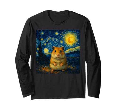Hamster Sternennacht Van Gogh Kunst für Männer Frauen Kinder Langarmshirt Hamster Sternennacht Van Gogh Kunst für Männer Frauen Kinder Langarmshirt von Funny Starry Night Hamster Lover Graphic Apparel