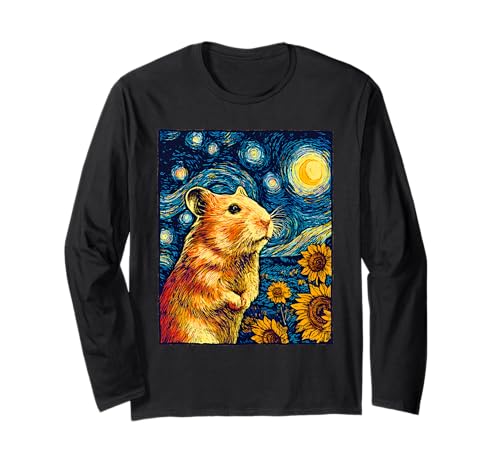 Lustiger Hamster Sternennacht Van Gogh für Hamsterliebhaber Kinder Langarmshirt Lustiger Hamster Sternennacht Van Gogh für Hamsterliebhaber Kinder Langarmshirt von Funny Starry Night Hamster Lover Graphic Apparel