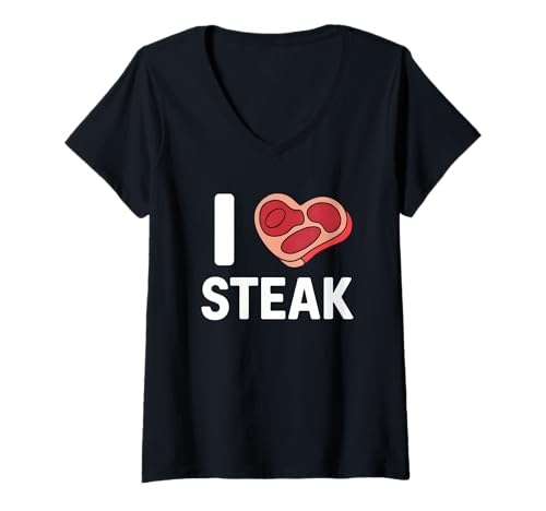 Damen I Heart Steak Lustiger Fleischhumor für Steakliebhaber T-Shirt mit V-Ausschnitt Damen I Heart Steak Lustiger Fleischhumor für Steakliebhaber T-Shirt mit V-Ausschnitt von Funny Steak Lover Apparel