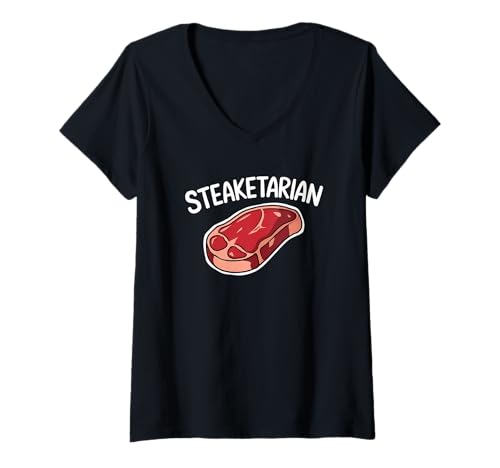 Damen Lustiger Steakatarian Fleischhumor für Steakliebhaber T-Shirt mit V-Ausschnitt Damen Lustiger Steakatarian Fleischhumor für Steakliebhaber T-Shirt mit V-Ausschnitt von Funny Steak Lover Apparel
