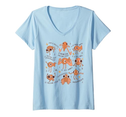 Damen Lustiger Steve Der Fisch, Flirty Orange Fish Steve T-Shirt mit V-Ausschnitt Damen Lustiger Steve Der Fisch, Flirty Orange Fish Steve T-Shirt mit V-Ausschnitt von Funny Steve Le Poisson, Coquette Orange Fish Steve
