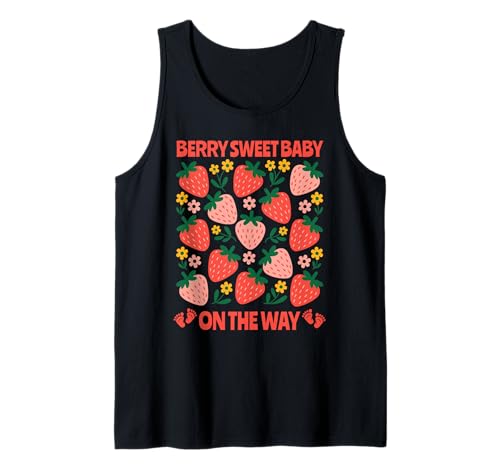 Berry Sweet Baby On The Way Schwangerschaft Babyparty & Reveal Tank Top von Funny Strawberry Retro Themed Baby Shower & Reveal