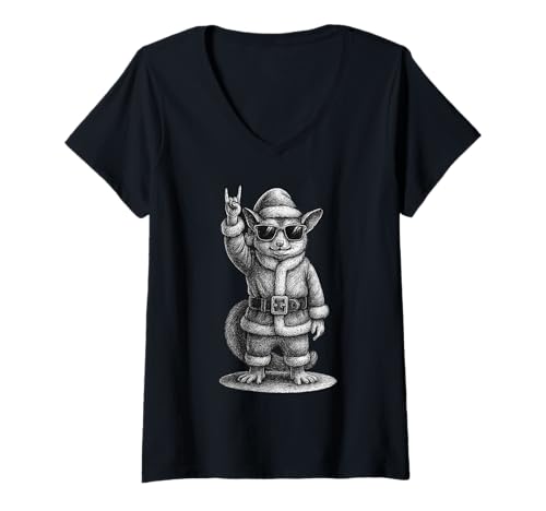 Damen Sugar Glider Rock Music Weihnachts-Haustierliebhaber T-Shirt mit V-Ausschnitt Damen Sugar Glider Rock Music Weihnachts-Haustierliebhaber T-Shirt mit V-Ausschnitt von Funny Sugar Glider Rock And Roll Pet Designs