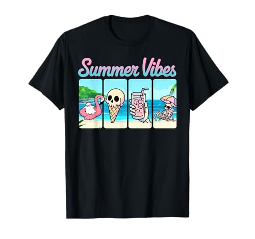 Summer Vibes Ghost Ice Cream Beach Halloween Herren Damen T-Shirt Summer Vibes Ghost Ice Cream Beach Halloween Herren Damen T-Shirt von Funny Summer Ghosts Skeleton Halloween Costume