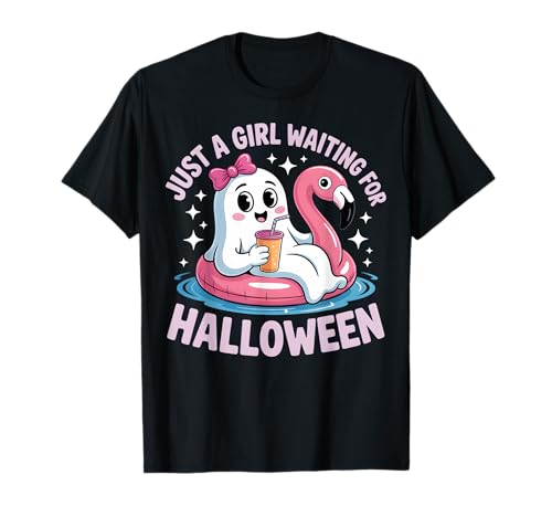 Nur EIN Mädchen wartet auf Halloween Cute Ghost Float T-Shirt Nur EIN Mädchen wartet auf Halloween Cute Ghost Float T-Shirt von Funny Summer Halloween Countdown Flamingo Ghost