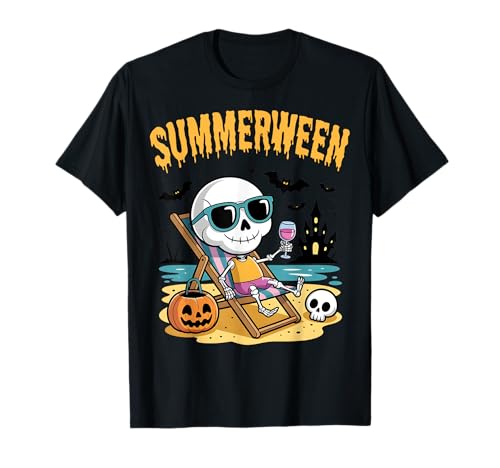 Summerween Skelett Kürbis Gruselurlaub Halloween Kinder T-Shirt Summerween Skelett Kürbis Gruselurlaub Halloween Kinder T-Shirt von Funny Summer Spooky Season Vibes Bday Beach Party