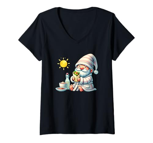 Damen Funny Spa Gnome For Taco Lover And Lazy Crazy Days Of Summer T-Shirt mit V-Ausschnitt Damen Funny Spa Gnome For Taco Lover And Lazy Crazy Days Of Summer T-Shirt mit V-Ausschnitt von Funny Summer Vacation Gnome Gifts For Lazy People