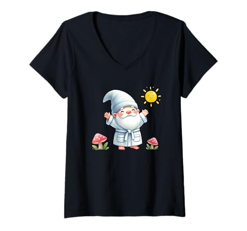 Damen Good Morning Teacher Gnome For Women And Men Lazy Days T-Shirt mit V-Ausschnitt Damen Good Morning Teacher Gnome For Women And Men Lazy Days T-Shirt mit V-Ausschnitt von Funny Summer Vacation Gnome Gifts For Lazy People