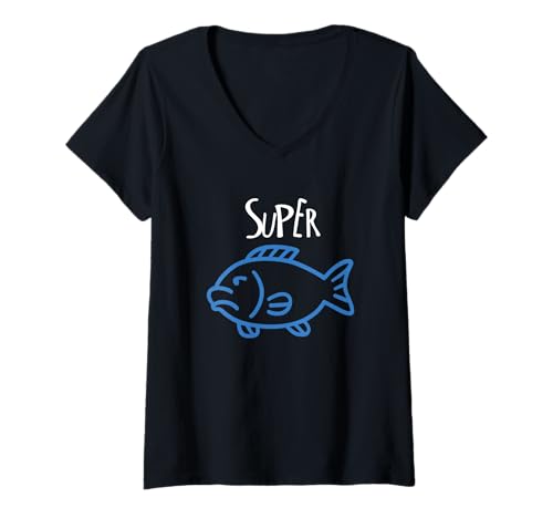 Damen Super Barsch Shirt Angler Angeln Fischen T-Shirt mit V-Ausschnitt Damen Super Barsch Shirt Angler Angeln Fischen T-Shirt mit V-Ausschnitt von Funny Super Fish Shirt Drawing Perch
