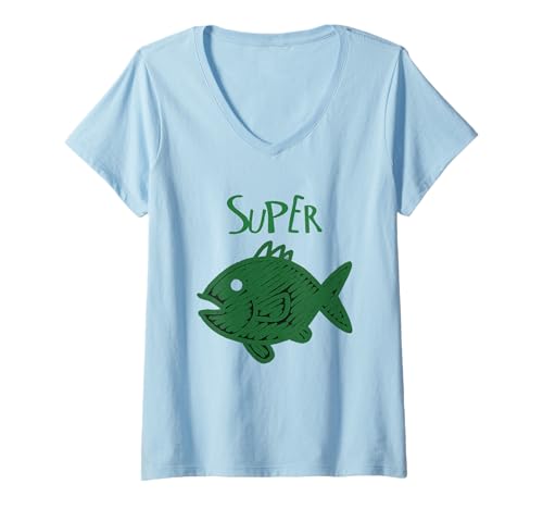 Damen Super Barsch Shirt Angler Angeln Fischen T-Shirt mit V-Ausschnitt Damen Super Barsch Shirt Angler Angeln Fischen T-Shirt mit V-Ausschnitt von Funny Super Fish Shirt Drawing Perch