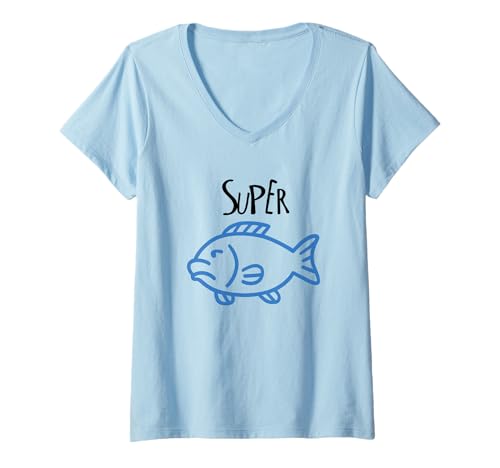 Damen Super Barsch Shirt Angler Angeln Fischen T-Shirt mit V-Ausschnitt Damen Super Barsch Shirt Angler Angeln Fischen T-Shirt mit V-Ausschnitt von Funny Super Fish Shirt Drawing Perch