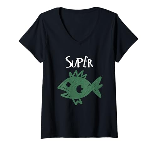 Damen Super Barsch Shirt Angler Angeln Fischen T-Shirt mit V-Ausschnitt Damen Super Barsch Shirt Angler Angeln Fischen T-Shirt mit V-Ausschnitt von Funny Super Fish Shirt Drawing Perch
