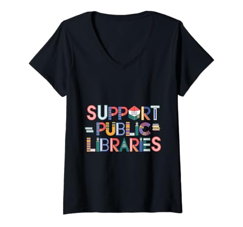Damen Unterstützung öffentlicher Bibliotheken Kostenloser Wissenszugang verbotene Bücher T-Shirt mit V-Ausschnitt Damen Unterstützung öffentlicher Bibliotheken Kostenloser Wissenszugang verbotene Bücher T-Shirt mit V-Ausschnitt von Funny Support Public Libraries Gifts & Apparel