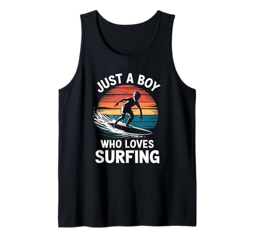 Herren Nur EIN Junge, der das Surfen liebt, Wellen, Meer, Kinder, Jungen, Surfen Tank Top Herren Nur EIN Junge, der das Surfen liebt, Wellen, Meer, Kinder, Jungen, Surfen Tank Top von Funny Surfing Apparel for Men Women