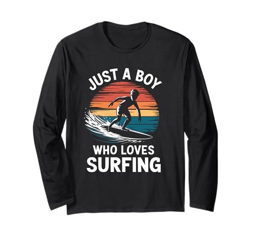 Nur EIN Junge, der das Surfen liebt, Wellen, Meer, Kinder, Jungen, Surfen Langarmshirt Nur EIN Junge, der das Surfen liebt, Wellen, Meer, Kinder, Jungen, Surfen Langarmshirt von Funny Surfing Apparel for Men Women