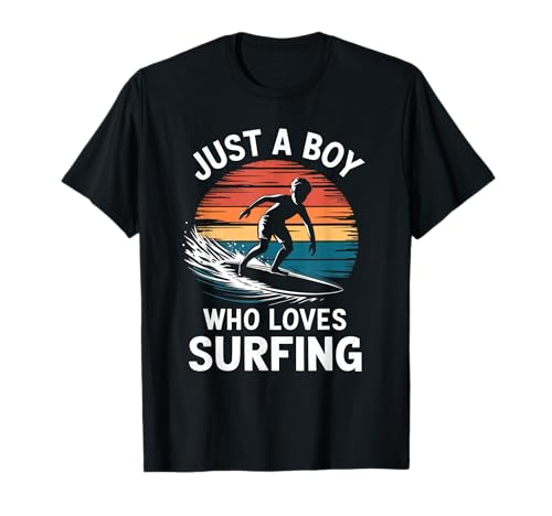 Nur EIN Junge, der das Surfen liebt, Wellen, Meer, Kinder, Jungen, Surfen T-Shirt Nur EIN Junge, der das Surfen liebt, Wellen, Meer, Kinder, Jungen, Surfen T-Shirt von Funny Surfing Apparel for Men Women