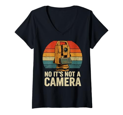 Damen Retro Surveying No It's Not A Camera Land Surveyor T-Shirt mit V-Ausschnitt von Funny Surveyor Outfits