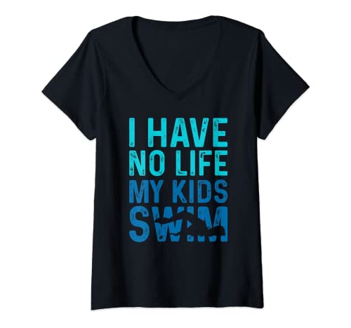 Damen Swim Mom Shirts Swim Dad Shirt Lustige Schwimmen T-Shirts Geschenke T-Shirt mit V-Ausschnitt Damen Swim Mom Shirts Swim Dad Shirt Lustige Schwimmen T-Shirts Geschenke T-Shirt mit V-Ausschnitt von Funny Swim Mom Swim Dad T-Shirt