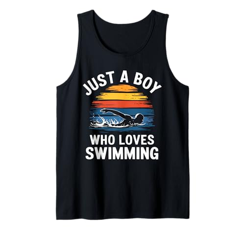 Herren Nur EIN Junge, der Schwimmbadsport liebt, Schwimmen für Kinder Tank Top von Funny Swimming Apparel for Men Women