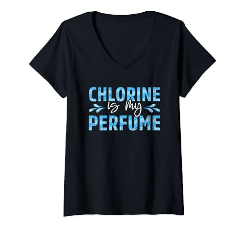 Damen Chlorine Is My Parfum, lustiger Schwimmer T-Shirt mit V-Ausschnitt Damen Chlorine Is My Parfum, lustiger Schwimmer T-Shirt mit V-Ausschnitt von Funny Swimming Lover Graphic & More