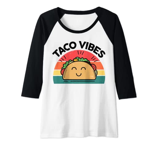 Damen Taco-Shirt Mädchen Jugend Taco Vibes Mexican Food Taco-Tuesday Raglan von Funny Taco and Mexican Food T-Shirt Co