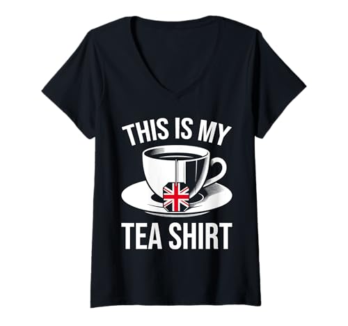 Damen This is My Tea Shirt Englische Teekanne Lustiges Zitat Sarkasmus T-Shirt mit V-Ausschnitt Damen This is My Tea Shirt Englische Teekanne Lustiges Zitat Sarkasmus T-Shirt mit V-Ausschnitt von Funny Tea Graphic Sarcastic Quote Gift Men & Women