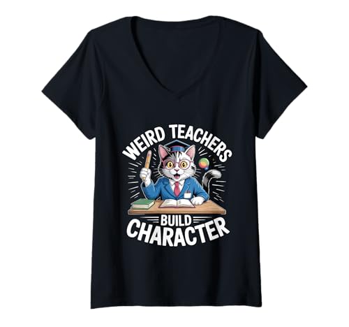 Damen Seltsame Lehrer Bauen Charakter aus, Lehrer T-Shirt mit V-Ausschnitt Damen Seltsame Lehrer Bauen Charakter aus, Lehrer T-Shirt mit V-Ausschnitt von Funny Teacher Quote Designs
