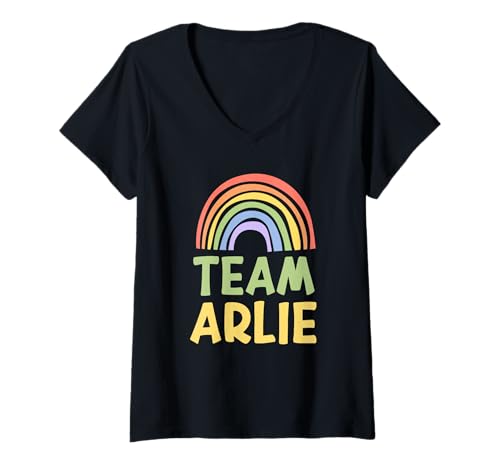 Damen Happy Colorful Team Arlie Rainbow Pride Green Yellow T-Shirt mit V-Ausschnitt Damen Happy Colorful Team Arlie Rainbow Pride Green Yellow T-Shirt mit V-Ausschnitt von Funny Team Arlie Gift Ideas