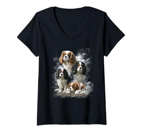 Damen Lustiger Cavalier King Charles Spaniel Besitzer Haustier Hundeliebhaber T-Shirt mit V-Ausschnitt von Funny Team Cavalier King Charles Spaniel Dog Lover