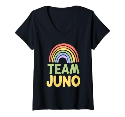 Damen Happy Colorful Team Juno Rainbow Pride Green Yellow T-Shirt mit V-Ausschnitt Damen Happy Colorful Team Juno Rainbow Pride Green Yellow T-Shirt mit V-Ausschnitt von Funny Team Juno Gift Ideas