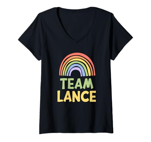 Damen Happy Colorful Team Lance Rainbow Pride Green Yellow T-Shirt mit V-Ausschnitt Damen Happy Colorful Team Lance Rainbow Pride Green Yellow T-Shirt mit V-Ausschnitt von Funny Team Lance First Name Gift Ideas