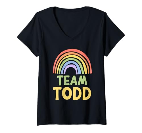 Damen Happy Colorful Team Todd Rainbow Pride Green Yellow T-Shirt mit V-Ausschnitt Damen Happy Colorful Team Todd Rainbow Pride Green Yellow T-Shirt mit V-Ausschnitt von Funny Team Todd Family Name Group Gift Ideas