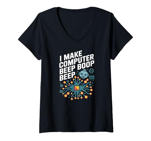 Damen Ich Lasse den Computer piepen Boop Beep Circuit T-Shirt mit V-Ausschnitt Damen Ich Lasse den Computer piepen Boop Beep Circuit T-Shirt mit V-Ausschnitt von Funny Tech Geek Computer Circuit Humor
