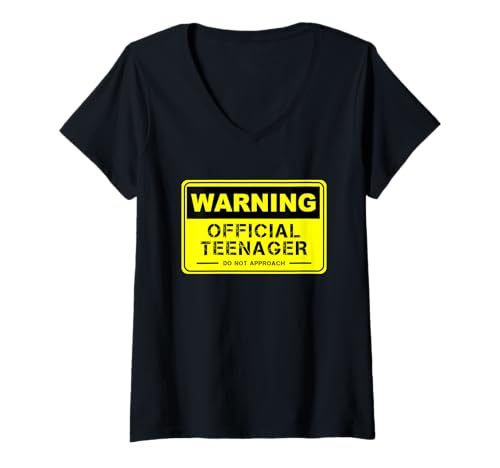 Damen Warnung: Offizieller Teenager: Nähern Sie Sich Nicht dem Geburtstag eines Teenagers T-Shirt mit V-Ausschnitt von Funny Teenager Birthday Gift