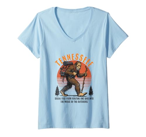 Damen Funny Tennessee Hiking Sasquatch Bigfoot, Hiking & Camping T-Shirt mit V-Ausschnitt Damen Funny Tennessee Hiking Sasquatch Bigfoot, Hiking & Camping T-Shirt mit V-Ausschnitt von Funny Tennessee Hiking Sasquatch Gifts and Apparel