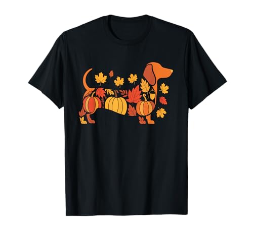 Herbst Kürbis Herbst Dackel Thanksgiving Damen Herren Kinder T-Shirt von Funny Thanksgiving Dachshund Fall Autumn Men Women