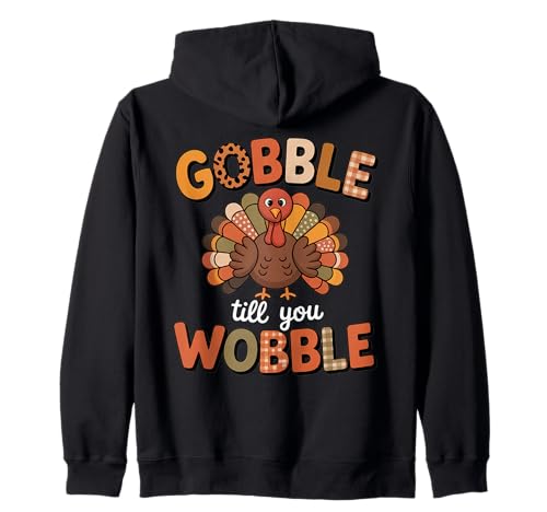 Gobble Til You Wobble Lustige Kinder Jungen Kleinkind Thanksgiving Kapuzenjacke von Funny Thanksgiving Designs