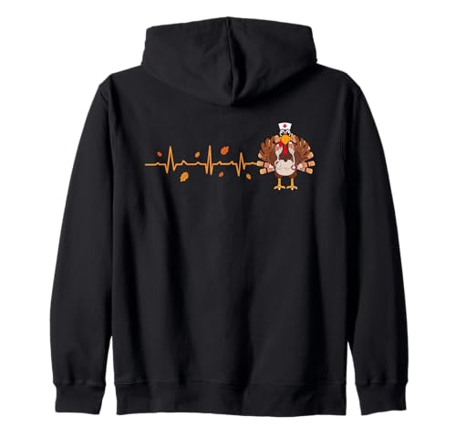 Herzschlag Türkei Krankenschwester Thanksgiving Herbst RN ICU ER Männer Frauen Kapuzenjacke Herzschlag Türkei Krankenschwester Thanksgiving Herbst RN ICU ER Männer Frauen Kapuzenjacke von Funny Thanksgiving Designs
